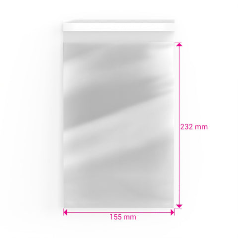 Cello Bags (Non-Header) Clear 232 x 155 mm