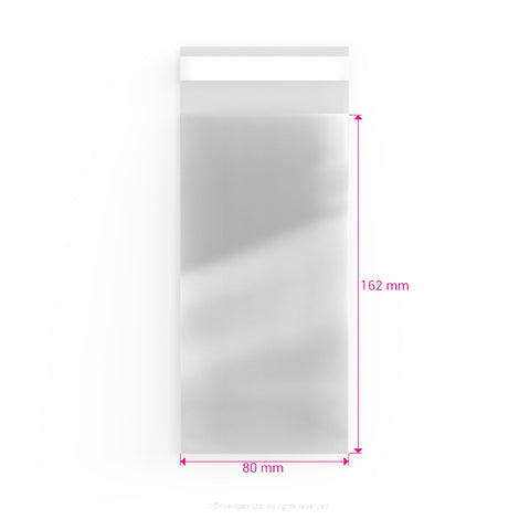 Cello Bags (Non-Header) Clear 162 x 80 mm
