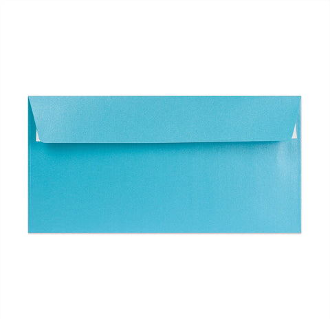 Pearlescent Envelopes Mid Blue 110 x 220 mm (DL) Peel and Seal
