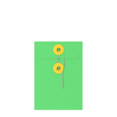 Coloured envelopes with string and washer closure Green + Yellow 162 x 114 mm (C6)